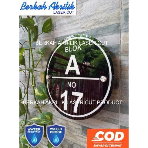 nomor rumah acrylic no rumah minimalis modern bentuk bulat laser cut murah