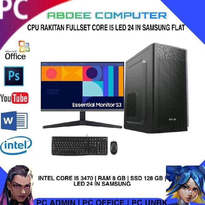 Cpu Rakitan Pc Core I5 3470 Ram 8 Gb Ssd 128 Hdd 500 Gb Led 24 In Samsung Pc Admin New Stok