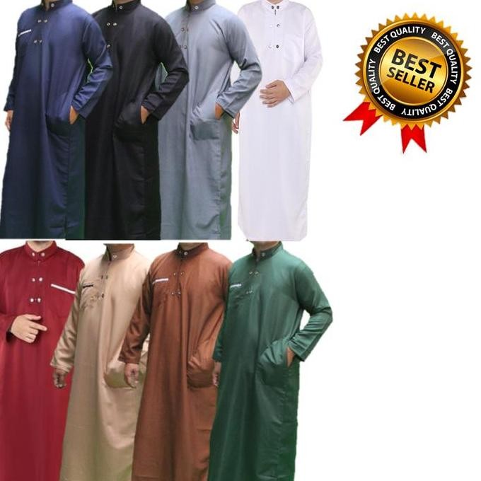 baru  Jubah Gamis Pria Dewasa Bahan Adem Toko Garment Bandung Muslim Abu Hitam Kancing Navy Panjang 