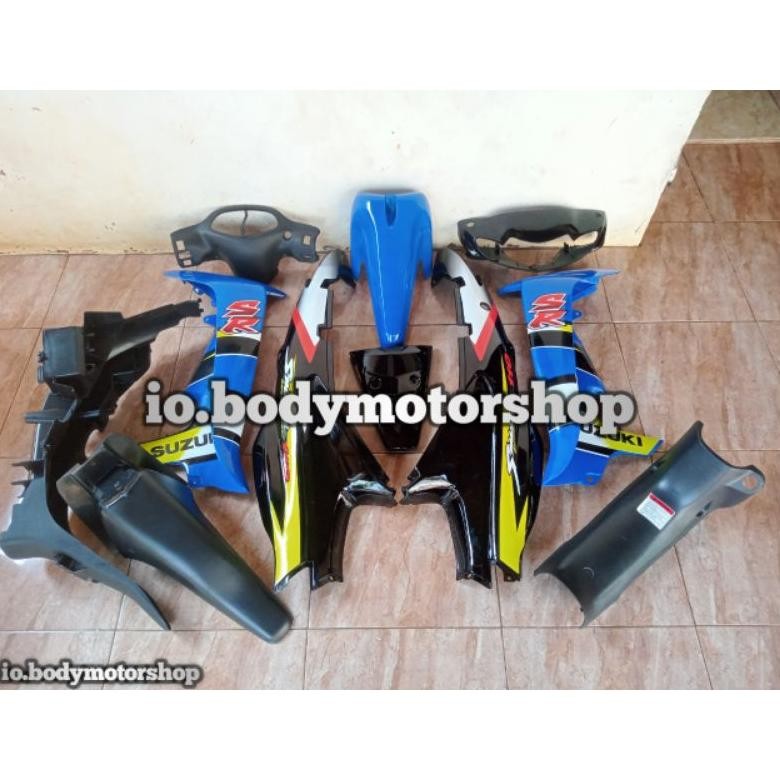 Cover Body Full Body Halus Kasar Suzuki Smash Lama Hitam Biru Plus Strig