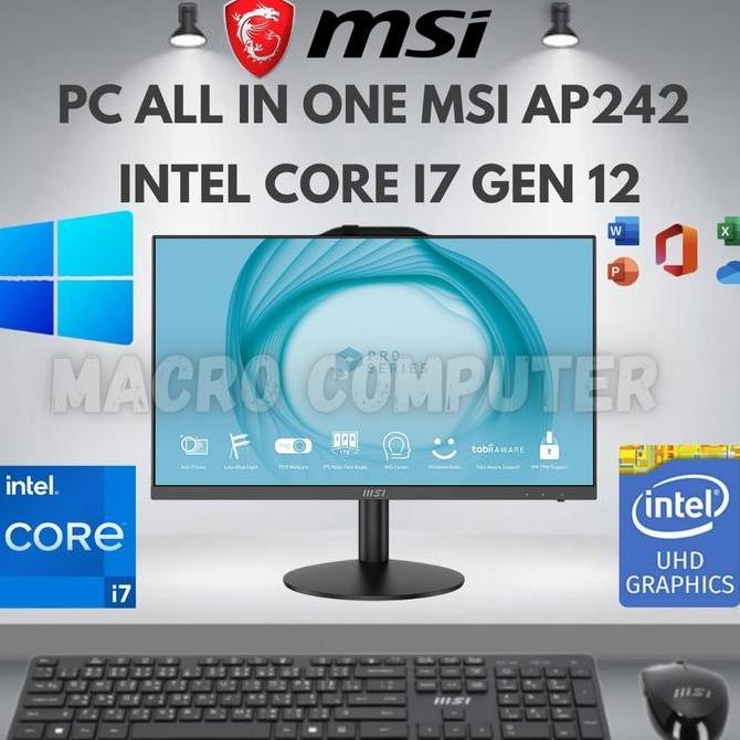 Msi Aio Pc I7 12700 Ram 32Gb Ssd 512Gb Led 24" All In One Pc I7 Ap242 New Stok