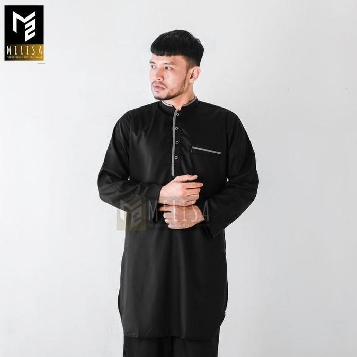 baru  Baju Koko Pria Setelan Pakistan Dewasa Lengan Panjang Bahan Katun Toyobo Warna Hitam Kurta Mus