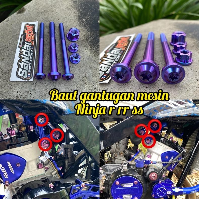 BAUT TITANIUM BREKET PANGKON DUDUKAN MESIN ATAS NINJA R RR SS BAUT TITANIUM PANGKON MESIN ATAS NINJA