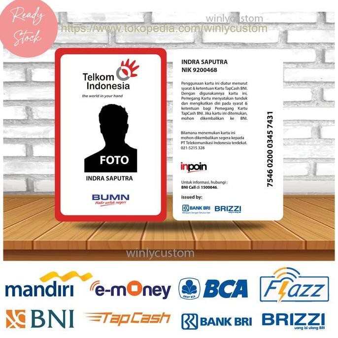 

READY E-Money Emoney Etoll BRI ID CARD Telkom Kartu Tanda Pengenal -2 SISI NEW