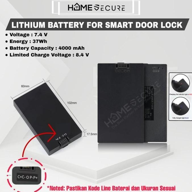 Smart Lock Lithium Battery / Baterai Smart Door Lock Kadonio Rechargeable / Baterai Smartlock Seyven