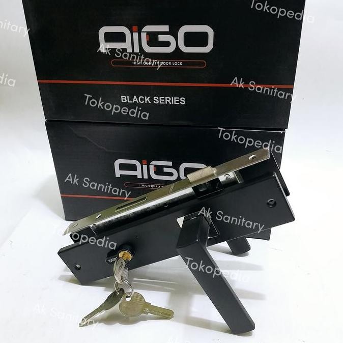 Handle Kunci Pintu Besar Black Aigo -Kunci Pintu Besar Hitam 25Cm Aigo