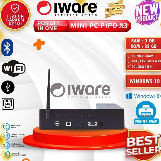 Windows 10 Mini Pc Pipo X3 Tablet Pos Printer Thermal 58Mm - Pc Kasir New Stok