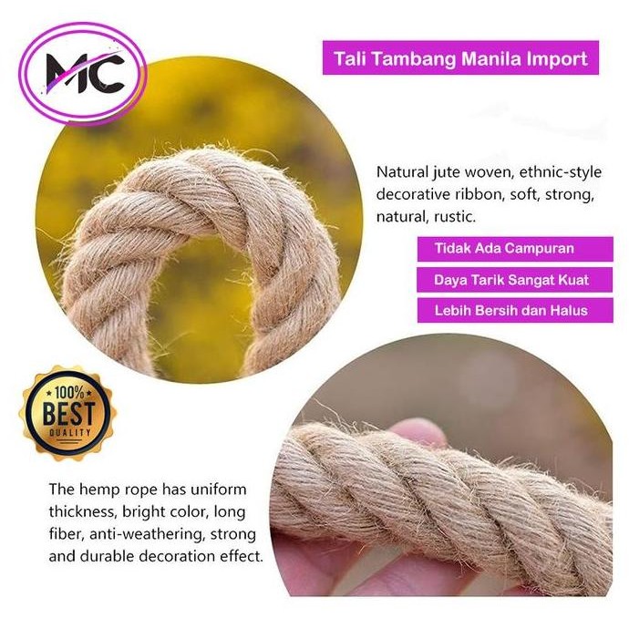 

Tali Tambang Besar 38mm 40mm Tampar Manila Goni Kapal Dadung Rami