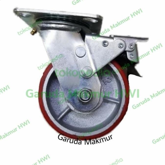 roda troli pu heavy duty 4inch rem