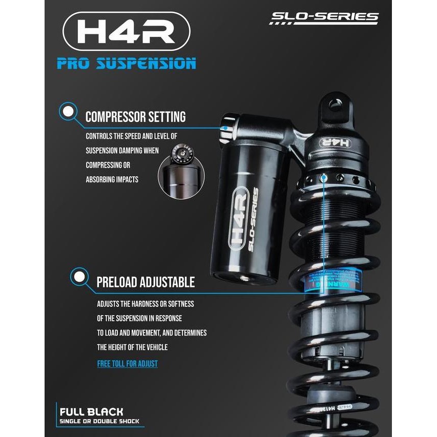 H4R Shockbreaker Tabung Bawah Slo-Series Shock Vario 125 150 160 Stylo160 Genio Beat Scoopy Mio