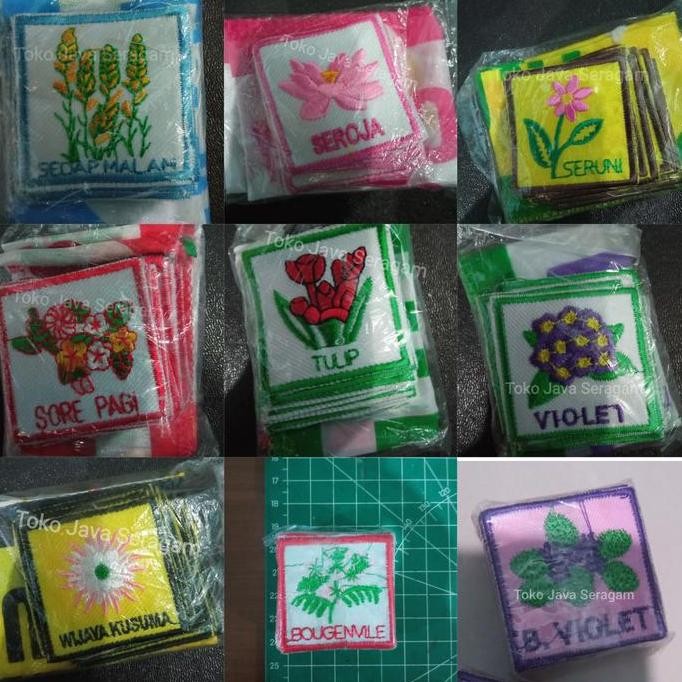 Bet 1 Set Tanda Regu Bendera Bunga Tanaman Pramuka Putri Tulip Violet