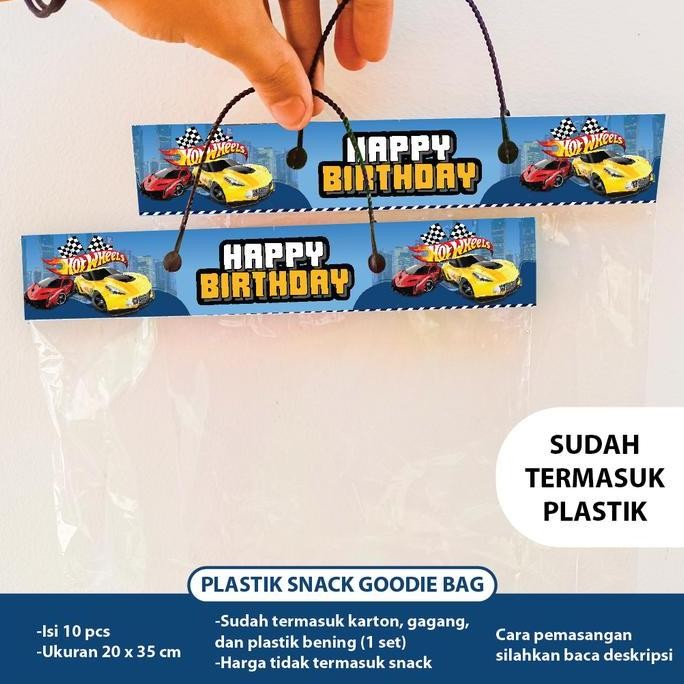 

PLASTIK GOODIE BAG HOT WHEELS TAS HAPPY BIRTHDAY DEKORASI HIASAN MOBIL