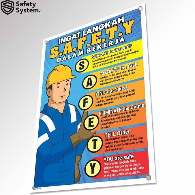 Spanduk banner K3 ingat langkah safety dalam bekerja