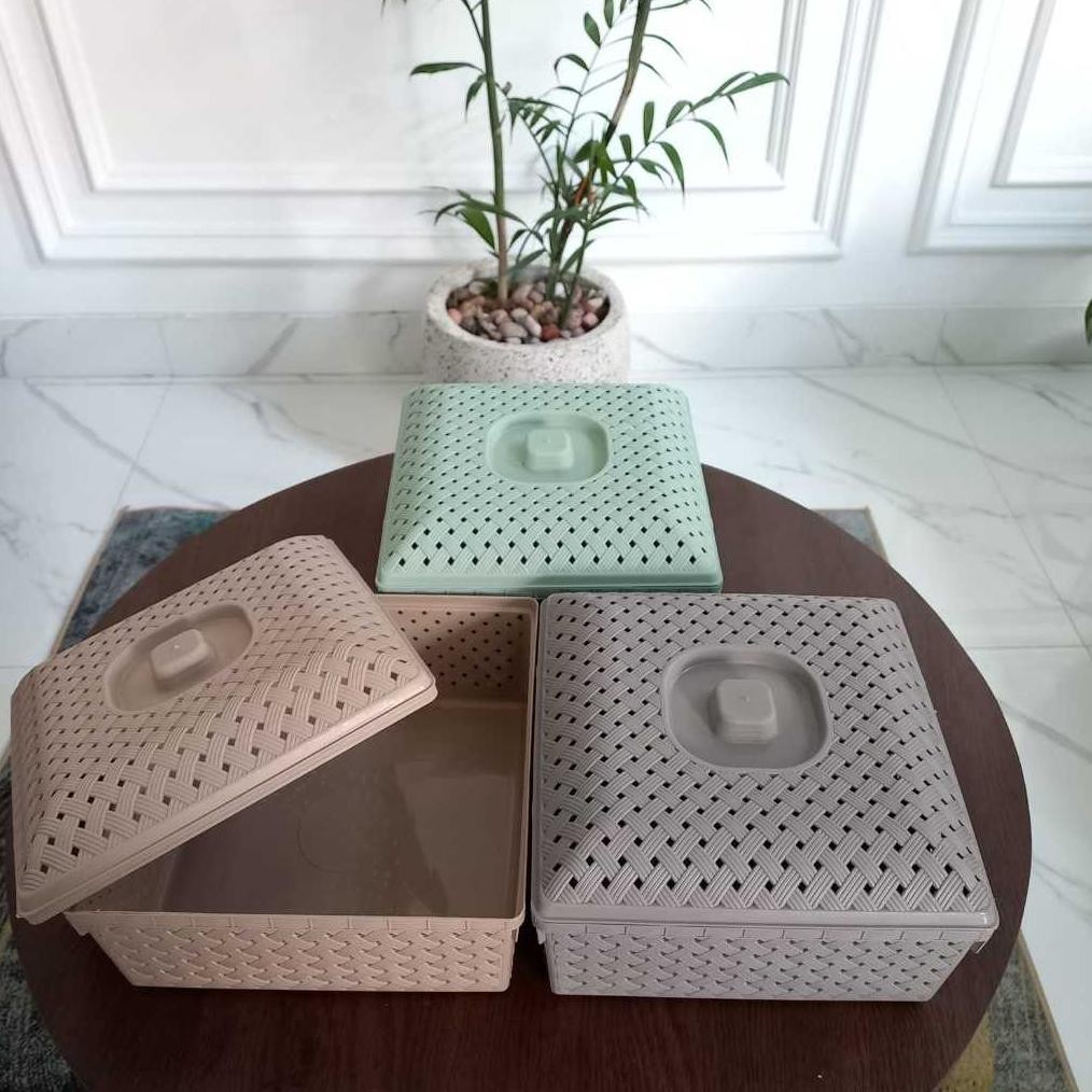 [6 Pcs] Wakul Anyam Kotak Dengan Tutup | Wadah Berkat Hajatan Souvenir Besek Plastik Hampers Murah |