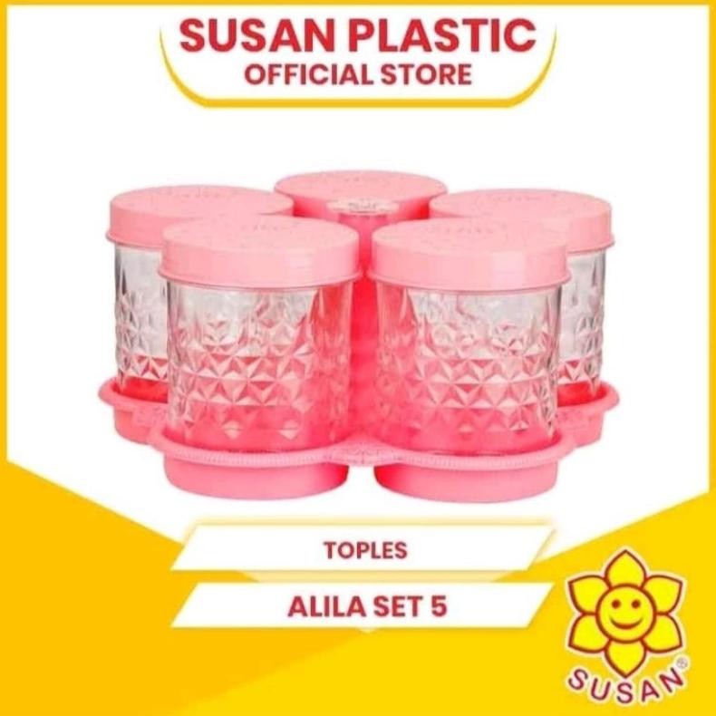 Toples + Nampan/ Toples Set 5In1/ Toples Warna Bunga/ Toples Nampan/ Toples Set Lebaran/ Toples Isi 