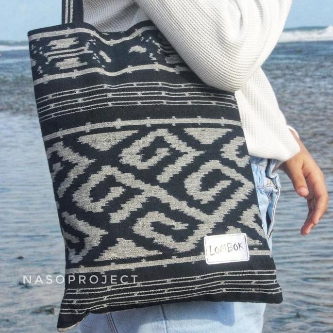 baru Tote Bag Tas Jinjing Bahan Kain Tenun Etnik Lombok