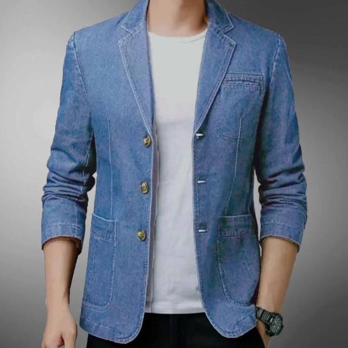 ready [JAS BLAZER JEANS DENIM AUSTIN SC] blazer pria denim varian warna