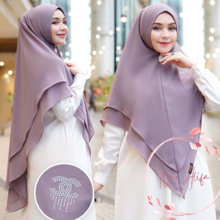 Khimar 2 Layer Runcing Payet Ceruty Babydoll