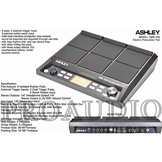 Drum Elektrik Ashley DME 705 Electric Percussion Pad Original DME705 eig