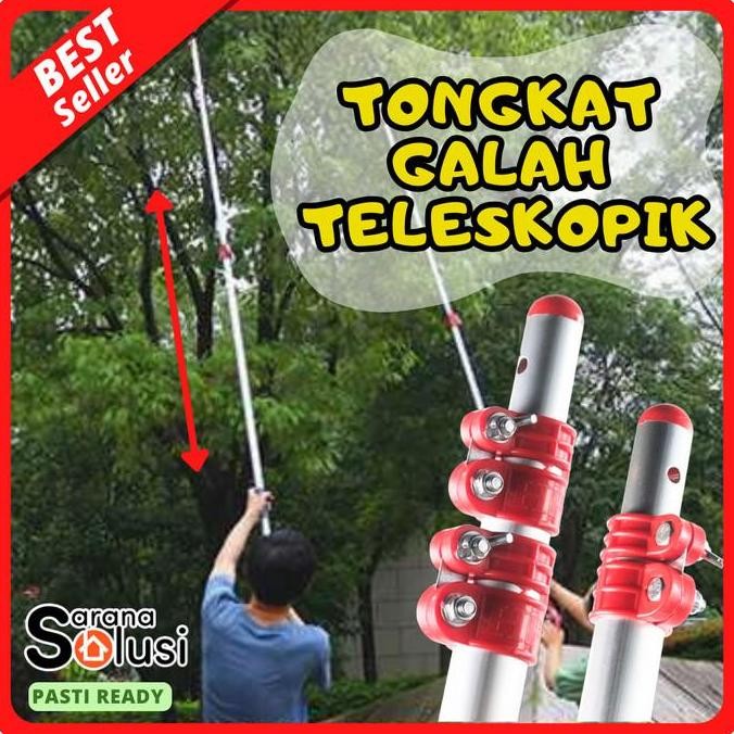 Tongkat Teleskopik Tiang Galah Gagang Panjang Genter Pruning Aluminium