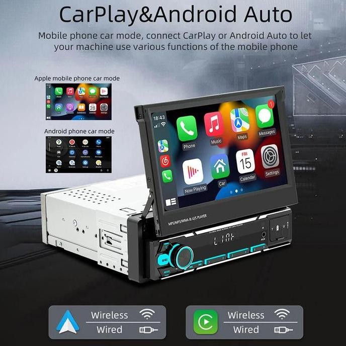 BEBAS ONGKIR - tape mobil head unit single din layar 7 inch android auto  apple car