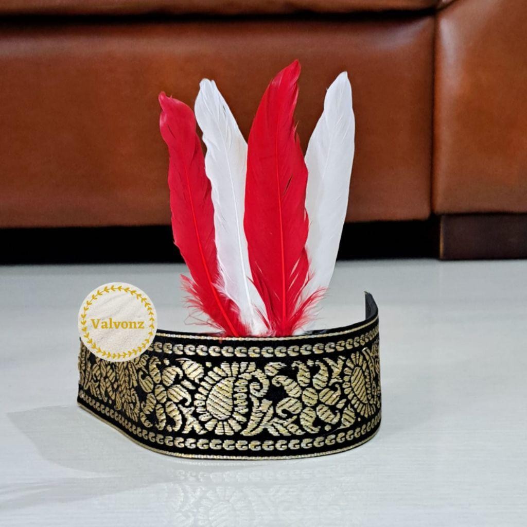 Pcs Hiasan Kepala Merah Putih / Bando Bulu / Bandana Bulu /Hiasan Kepala Tari Anak Dewasa / Karnaval
