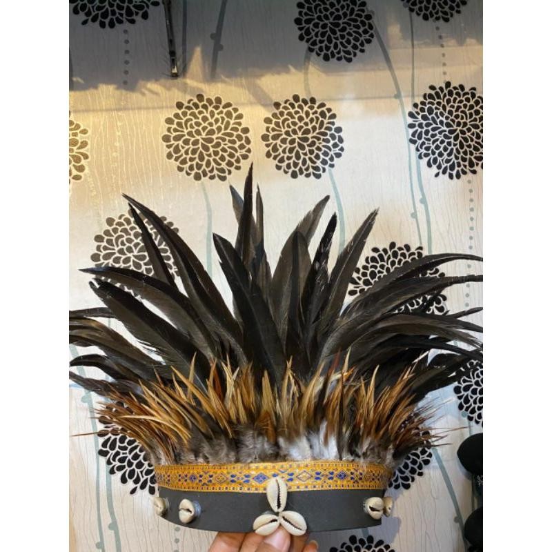 Mahkota Bulu/Mahkota Bulu Hitam/Mahkota Keong Hitam/Mahkota Tari/Mahkota Karnaval/Mahkota Adat Dayak