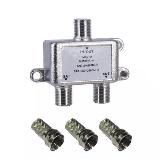Terlaris Splitter Mixer Combiner Antenna Antena 2 In 1 Sinyal Tv Dan Satelite