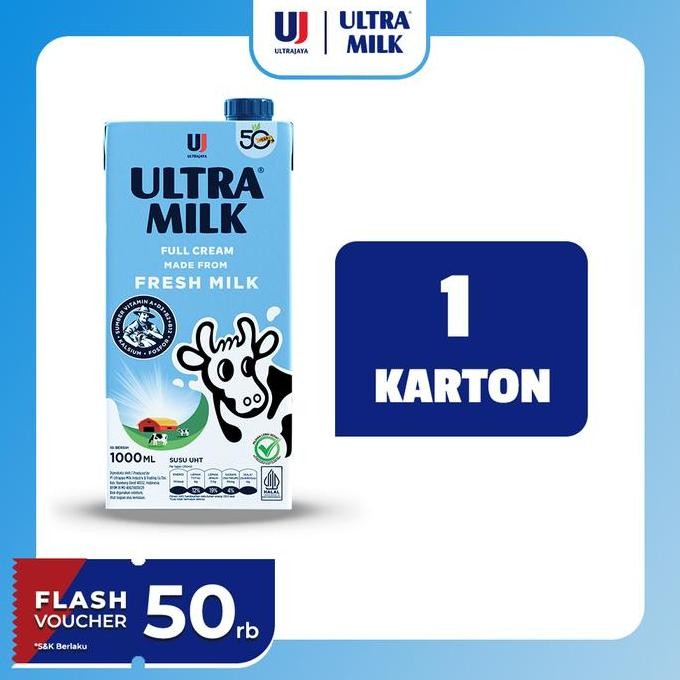 

Ultra Milk Susu Uht Full Cream 1000Ml 1 Karton (12 Pcs)
