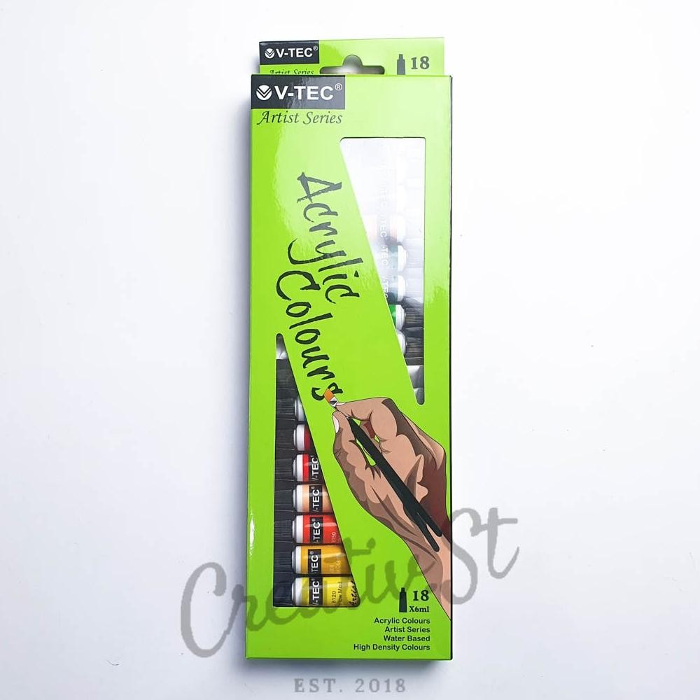 

V-TEC Acrylic 18 Warna Cat Akrilik Vtec Set Paint 6 Ml