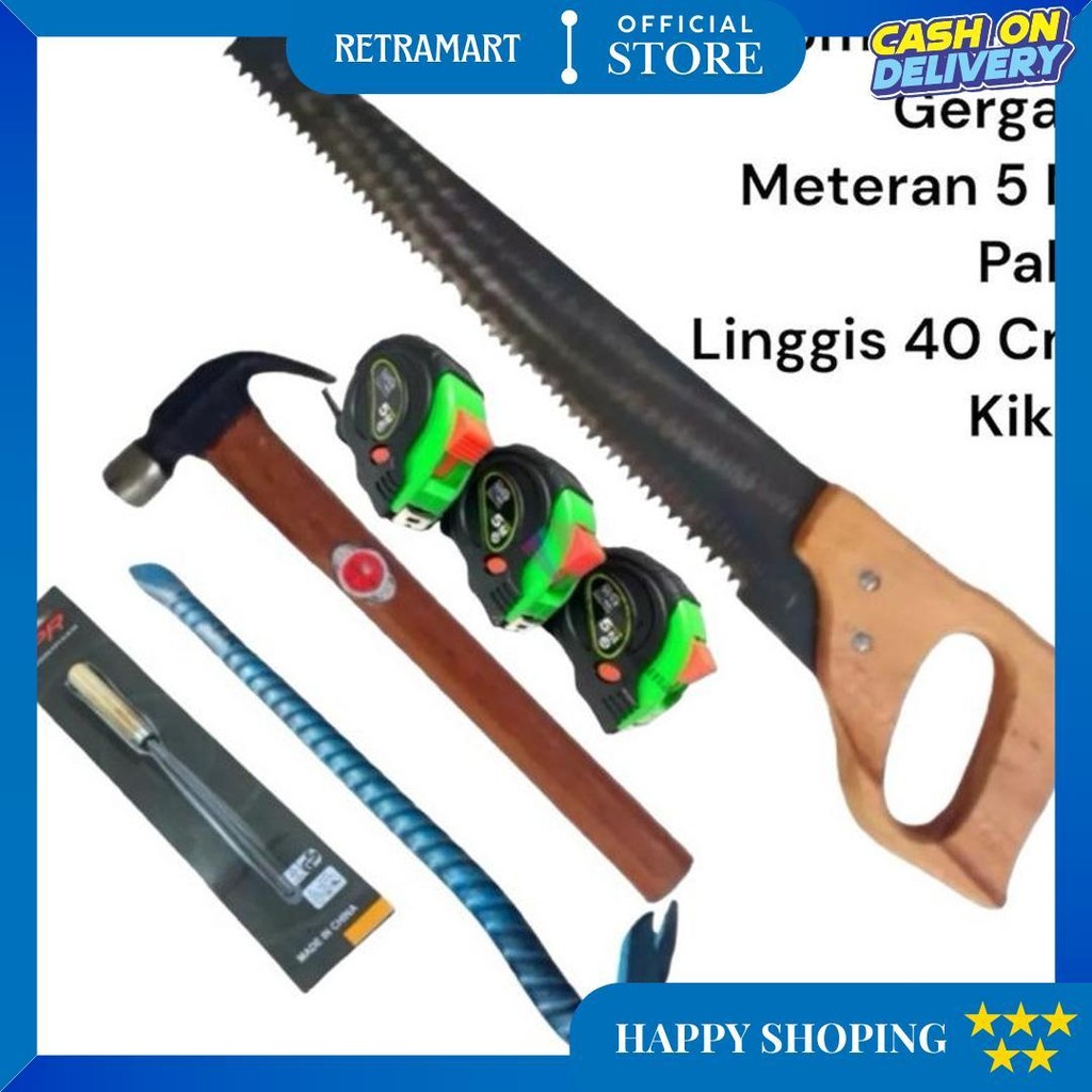 Paket Lengkap Hemat Alat Pertukangan Isi 5 - Set Alat Pertukangan Promo 6.6