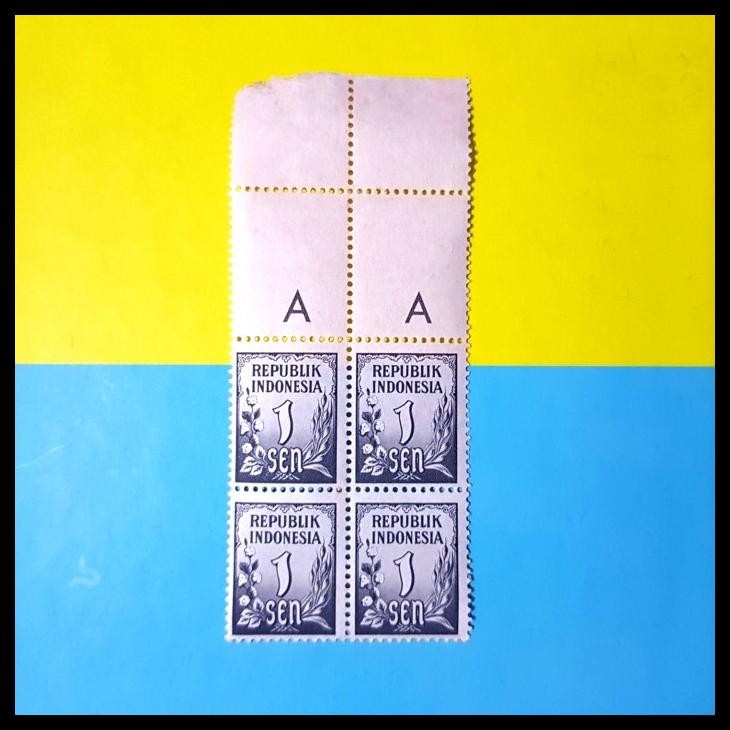 

HOT DEAL PRANGKO INDONESIA 1951. PADI-KAPAS. 1 SEN BLOK-4 DENGAN MARGIN. LUX !!!!!