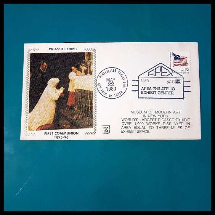 

HOT DEAL PRANGKO AMERIKA. FDC BENDERA. PICASSO EXHIBIT, FIRST COMMUNION 1895-96 !!!
