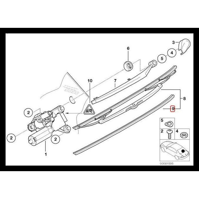 HOT DEAL ORIGINAL BMW E53 X5 REFILL KARET WIPER PENGHAPUS KACA BELAKANG MOBIL 