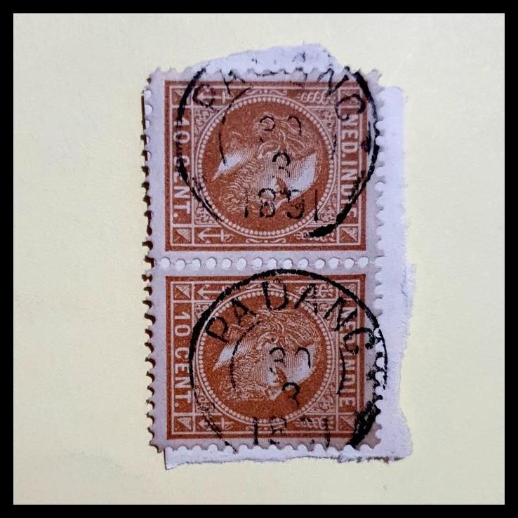 

HOT DEAL PRANGKO NED INDIE KING WILLEM III. 10 CENT. CAP PADANG 30.3.1891 PAIR