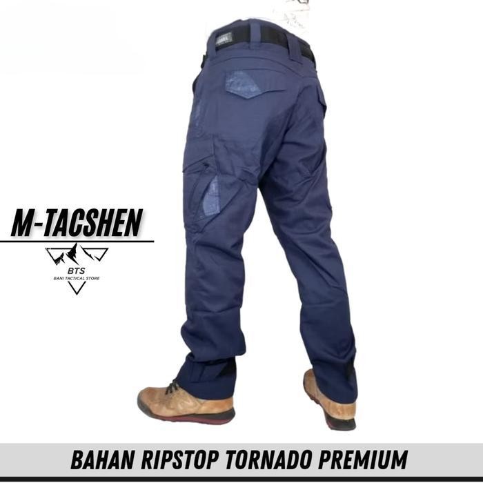 M-Tacshen Celana Cargo Tactical Panjang Santai Bahan Ripstop Tortnado Abu Hitam Navy Size Lp 28-38 P
