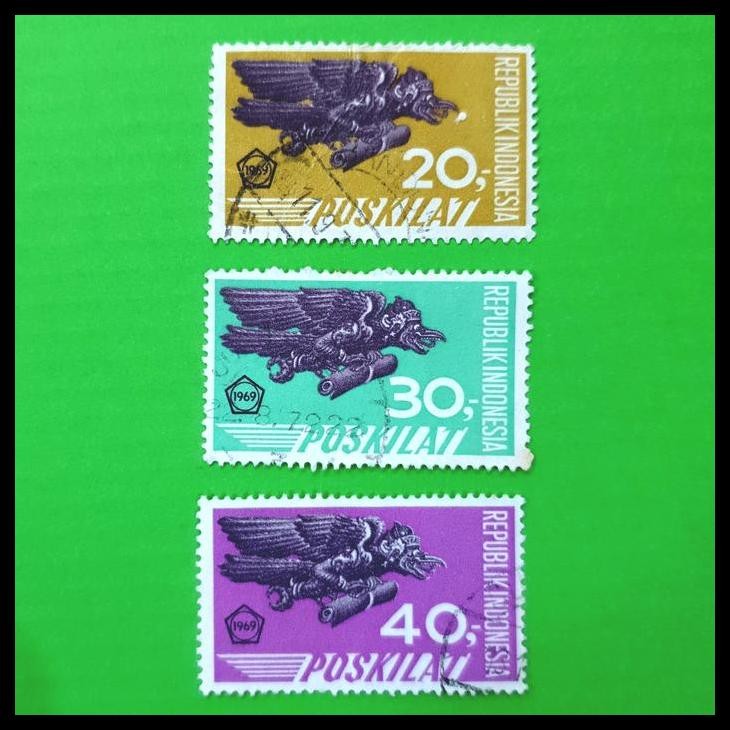 

GRATIS ONGKIR PRANGKO INDONESIA. POS KILAT 1969 GARUDA. SET LENGKAP (3V) USED !!!!!!