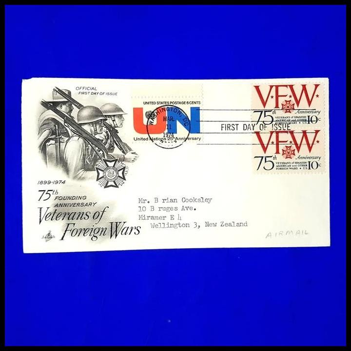 

TERMURAH PERANGKO/PRANGKO AMERIKA 1974. FDC 75TH VETERANS OF FOREIGN WARS !!!!!!