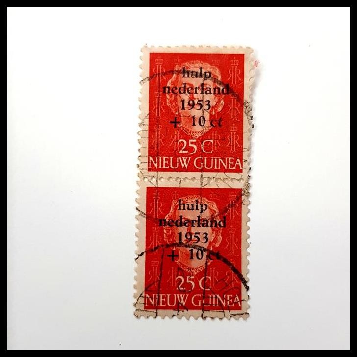 

DISKON PRANGKO NEDERLAND NIEUW GUINEA 1953. 25C, PAIR CETAK TINDIH. KAT 30