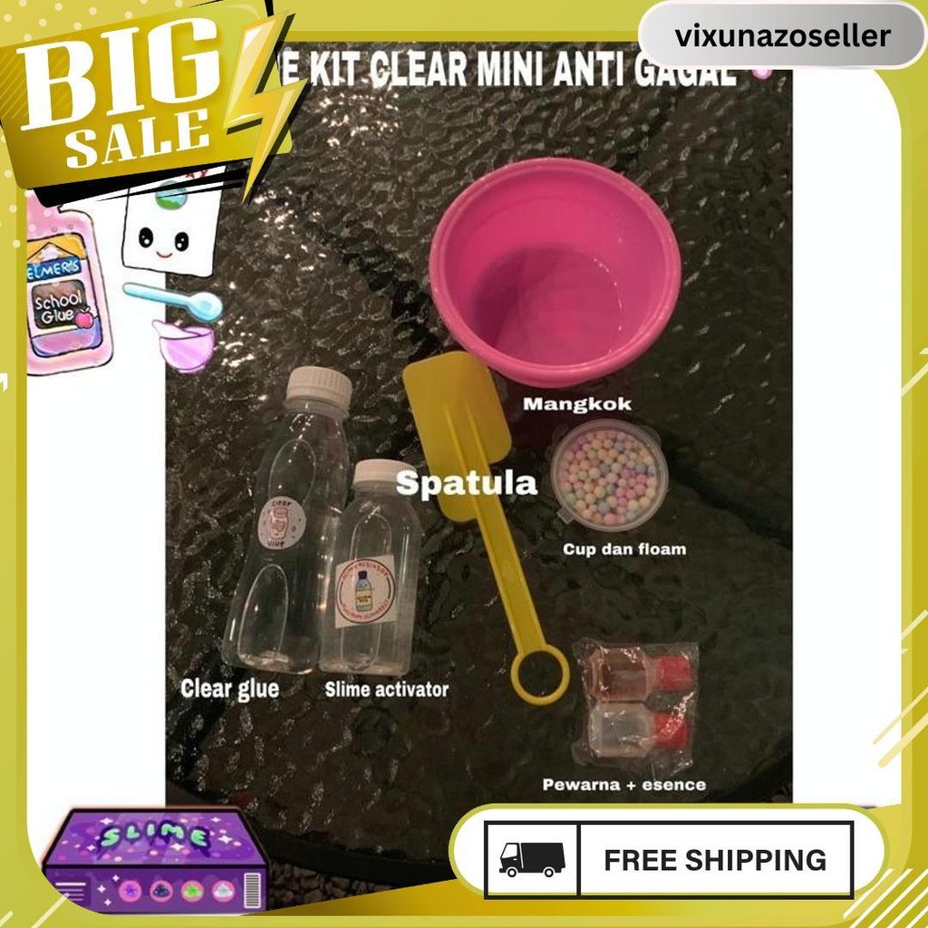 Slime Kit Clear / Original Kecil Murah || Slime Kit Anti Gagal Gratis Ongkir