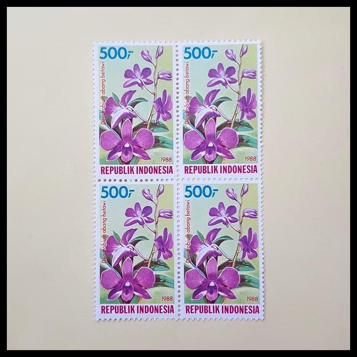 

DISKON PRANGKO INDONESIA 1988. BUNGA ANGGREK DENDROBIUM ABANG BETAWI BLOK-4 !!!!!!