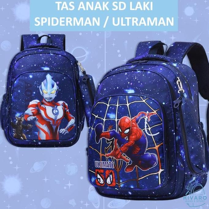 

Miliki Tas Ransel Anak Sd Laki Laki Besar 43Cm Free Pouch Spiderman & Ultraman | 0883 Kivaro