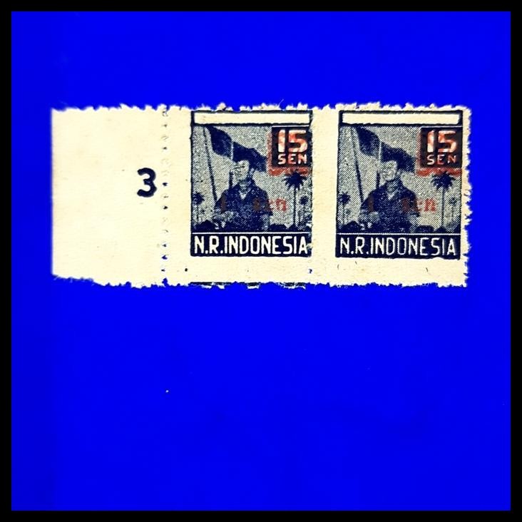 

TERBARU PRANGKO REVOLUSI SUMATRA 1947. S45 1 SEN DI ATAS 15 SEN. PAIR !!!!!!