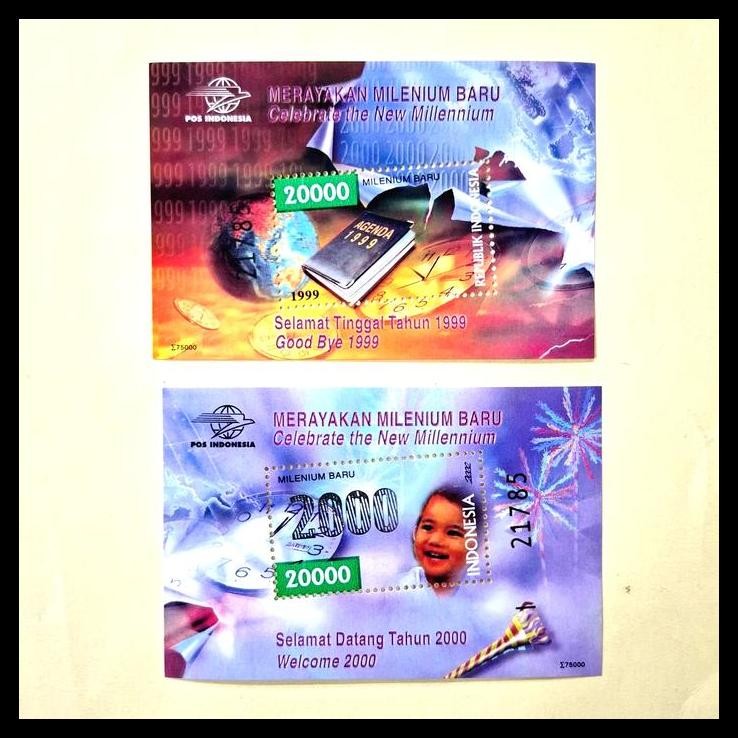 

GRATIS ONGKIR PRANGKO INDONESIA 01-01-2000. SS MENYAMBUT MILLENIUM BARU. SET 2 LEMBAR SS. NOMINAL TINGGI