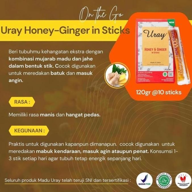 

MADU URAY HONEY & GINGER IN STICKS (1 DUS 120 GRAM) / MADU MURNI
