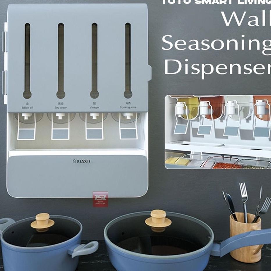 Sunfay Tempat Rak Bumbu Dapur Gantung Dispenser Kotak Bumbu Dapur Tempel Dinding Minyak Saus Kecap S