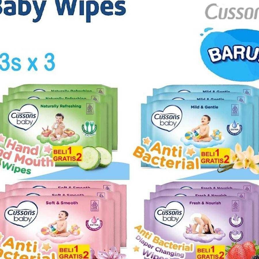 Cussons Baby Wipes 45S 10S Tisu Basah Tisu Basah Bayi 1 Gratis 2
