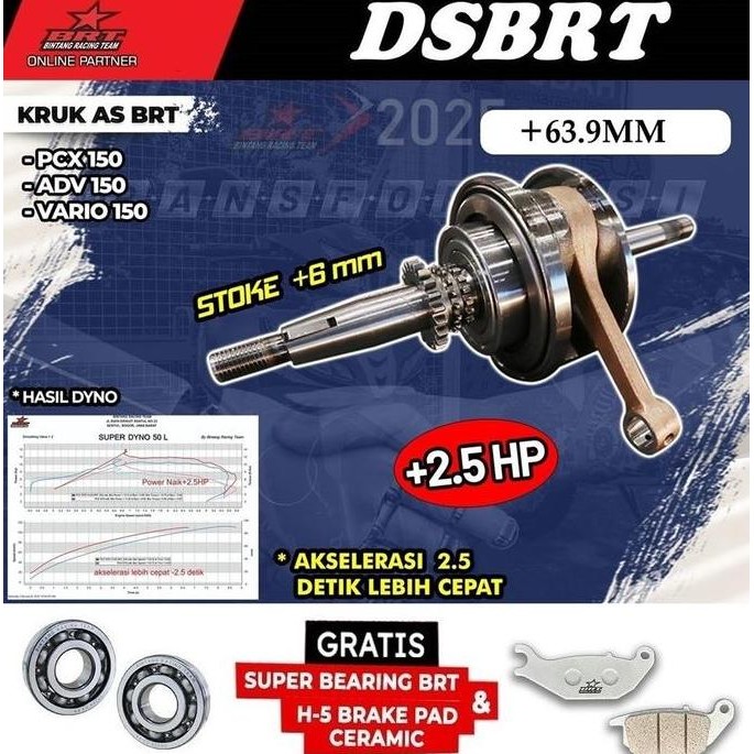 CRANKSHAFT KRUK AS BRT VARIO 150 PCX 150 ADV 150 VARIO 125 STROKE UP