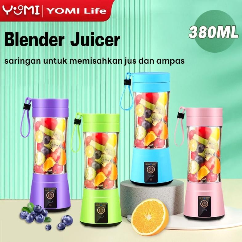 Blender Juicer Cup Portable Mini Blender Jus buah tanpa ampas Ditingkatkan 6 Pisau USB Electric