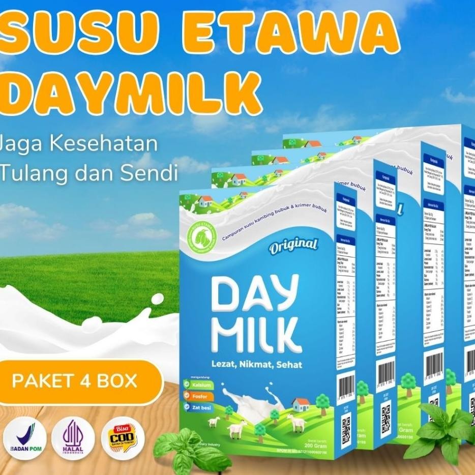 

Paket 4 Box Daymilk Susu Kambing Etawa Bubuk Atasi Masalah Tulang Sendi